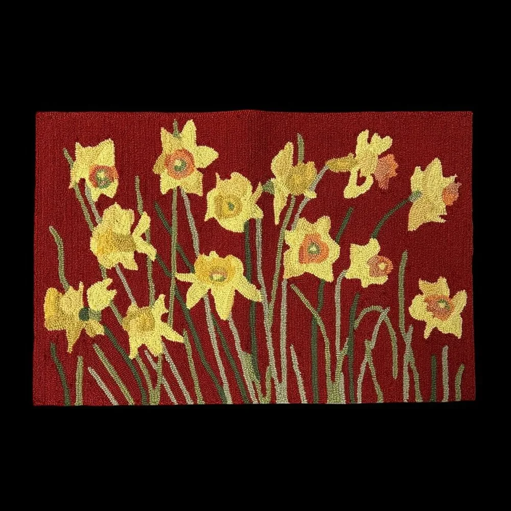 Indoor Outdoor Rug Liora Manne Frontporch Daffodil Red Hand Tufted 20x30 Floral